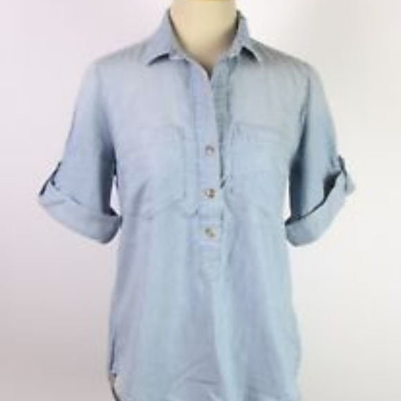 Anthropologie Cloth & Stone Chambray Railroad Top - Picture 2 of 2
